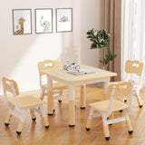 Garvee Conjunto Infantil de MDF de Mesa y 4 Sillas Multifuncional para Leer y Jugar Color Natural