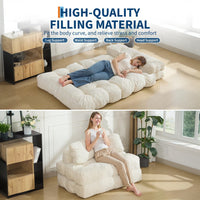 Garvee Sofá Cama Plegable 3-en-1 con Almohada y Espuma Desmenuzada, Tapizado en Corduroy Resistente a Mascotas, para Sala y Dormitorio, Beige Full, Versátil y Cómodo