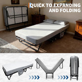 Garvee Cama Plegable de Acero con Colchón de Espuma Viscoelástica de 10cm para Adultos e Invitados 190x96cm - 