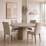 Garvee Mesa de Comedor Redonda de MDF de 120cm Base de Pedestal Robusta para 4 a 6 Personas Gris