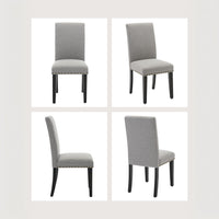 Garvee Juego de 4 Sillas de Comedor Parsons Tapizadas en Lino Gris con Tachuelas, Asiento Acolchado y Patas de Madera de Caucho, para Cocina y Restaurante