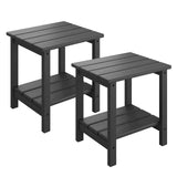 Garvee Juego de 2 Mesas Auxiliares Adirondack de HDPE para Exterior Diseño Cuadrado de 2 Niveles para Patio o Terraza Negro