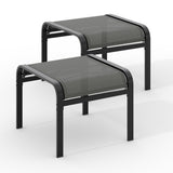 Garvee Set de 2 Otomanas de Exterior Apilables para Patio y Jardín Estructura Metálica Resistente y Tejido Textilene Duradero Gris