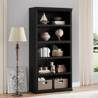 Garvee estantería de 5 niveles Farmhouse madera MDF para sala y oficina 171.2cm alto Diseño Colonial Marrón