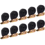 Garvee Set de 10 Cinchas de Amarre de Nylon con Carraca y Sin Ganchos 6m x 25mm Capacidad 770kg Negro