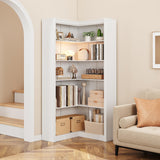 Garvee Estantería Esquinera de 5 Niveles en Forma de L, Mueble Librería de Esquina Industrial para Libros y Decoración en Oficina, Salón y Dormitorio, 182cm - Blanco