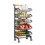 Garvee Carro Estrecho Organizador de 5 Niveles con Cajones de Hierro para Cocina Salón o Balcón Gris