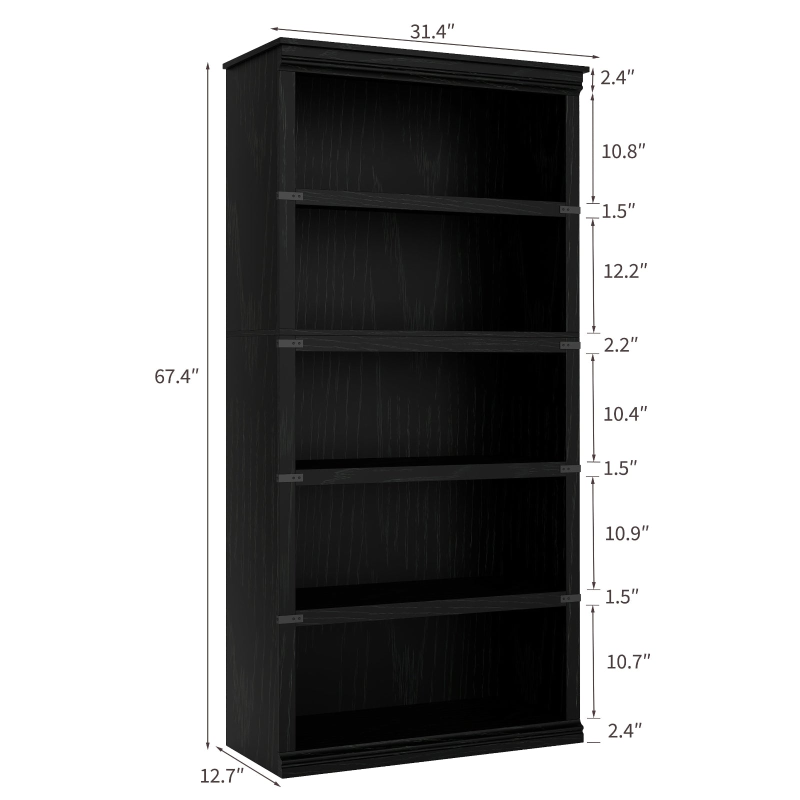 Garvee estantería de 5 niveles Farmhouse madera MDF para sala y oficina 171.2cm alto Diseño Colonial Marrón