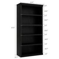 Garvee estantería de 5 niveles Farmhouse madera MDF para sala y oficina 171.2cm alto Diseño Colonial Marrón