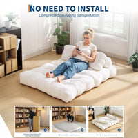 Garvee Sofá Cama Plegable 3-en-1 con Almohada y Espuma Desmenuzada, Tapizado en Corduroy Resistente a Mascotas, para Sala y Dormitorio, Beige Full, Versátil y Cómodo