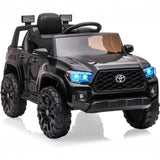 Garvee Coche Electrico Infantil Toyota Pickup con Licencia Mando a Distancia Doble Motor y Luces LED, 12V Negro