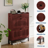 Garvee Organizador de Zapatos Moderno de Madera 2 Puertas Abatibles y Estantes Ajustables Nogal - Nogal