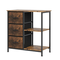 Garvee Archivador Rodante de 3 Cajones con Soporte para Impresora Estructura de Acero y MDF Estantes Abiertos para A4 Marrón Rústico