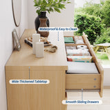 Garvee Cómoda de Tablero de Partículas de 122cm con 7 Cajones Acanalados para Dormitorio Roble Natural