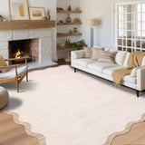 Garvee Alfombra Moderna Antideslizante y Lavable Diseño de Borde Suave y Resistente Pelo Corto para Comedor o Dormitorio 200x290cm Beige