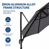 Garvee Parasol Colgante de Exterior de 300cm de Poliéster Base Cruzada Inclinación y Rotación 360° Gris