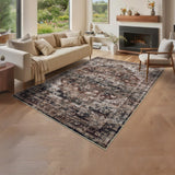 Garvee Alfombra Lavable Efecto Cachemira con Base TPR Estilo Persa para Salón 160x230cm Marrón