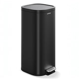 Garvee Cubo de Basura de Pedal de 30L de Acero Inoxidable y Tapa Gruesa para Cocina Negro Mate