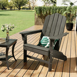 Garvee Silla Adirondack para Exterior Diseño Ergonómico de HDPE Textura de Madera Resistente a Rayos UV para Patio o Jardín Negro