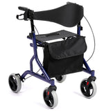 Garvee Andador Rollator de Aluminio Plegable con Ruedas Asiento Respaldo y Frenos Dobles Azul