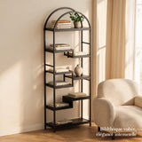 Garvee Estantería de PB y Hierro de 60cm Diseño Arqueado Estructura Robusta para Libros Negro