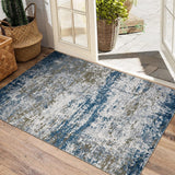 Garvee Alfombra Abstracta de Poliester Lavable a Maquina Plegable Fina y Antideslizante, 60x100 cm Azul