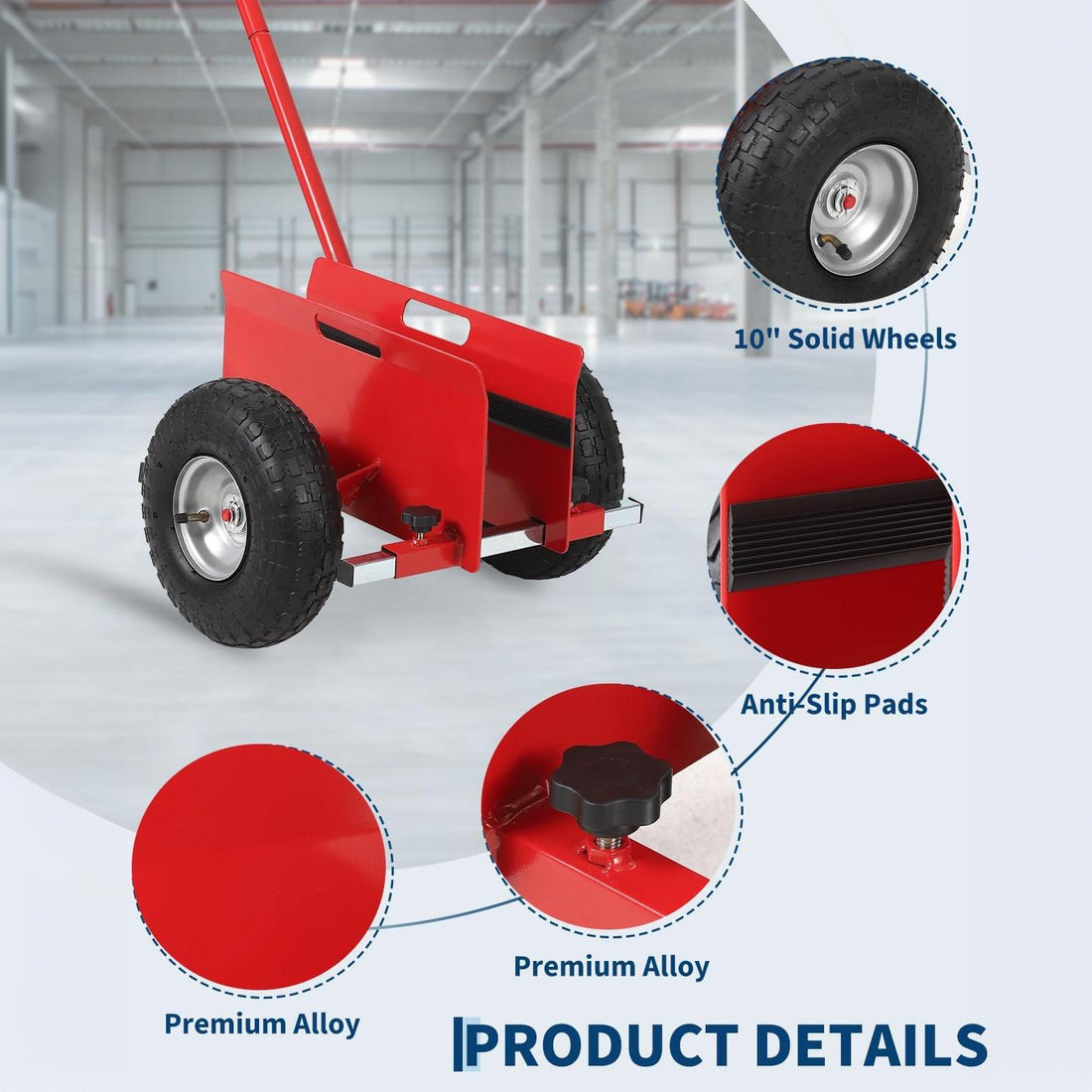 Garvee Carro Panel Dolly Industrial de Acero al Carbono Transportador de Placas y Tableros Capacidad 181 kg Ruedas Macizas Rojo