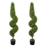 Garvee Árbol Artificial Topiario de Boj en Espiral de PE con Maceta para Decoración de Exterior 120cm