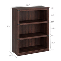 Garvee Librería de 3 Niveles con Gran Capacidad y Diseño Colonial para Organización en Salón u Oficina 80x32x171cm Marrón Rojizo