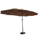 Garvee Sombrilla Doble Rectangular de Exterior de Hierro de 4.6m de Poliéster 210PA Resistente al Viento Marrón Oscuro