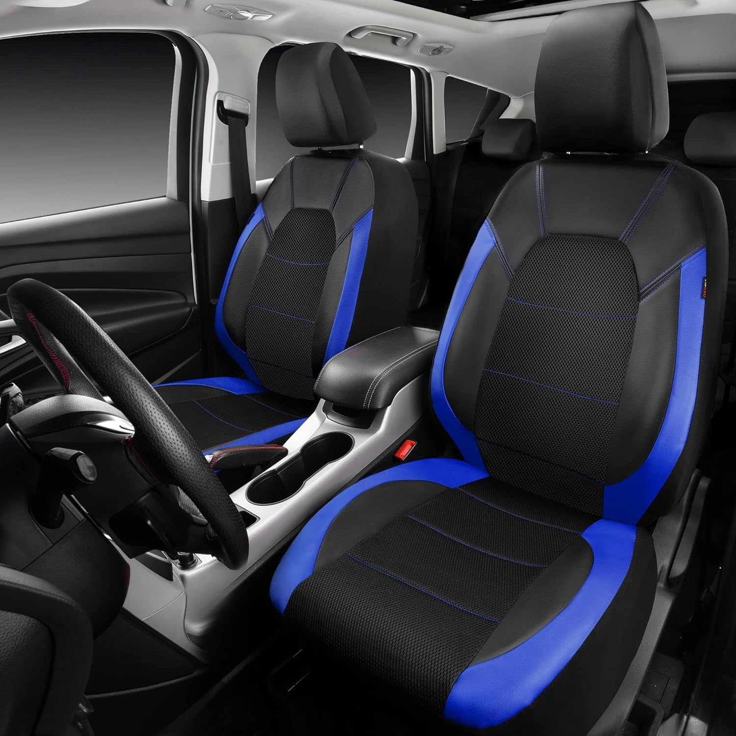 Fundas protectoras de cuero PU y malla para coche de 5 plazas