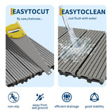 Garvee Set de 48 Baldosas de Terraza Composite Impermeables y Antideslizantes Suelo Entrelazado Gris