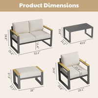 Garvee Set de 2 Reposapiés de Aluminio para Exterior Taburetes de Jardín con Cojines Extraíbles de 12.7 cm para Patio Terraza y Balcón Beige