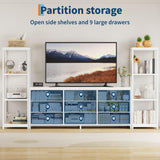 Garvee Centro de Entretenimiento de MDF con 9 Cajones de Tela y Estantes Abiertos Mueble TV Blanco