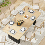 Garvee Mesa de Comedor Rectangular de PB con Patas Metálicas Onduladas para 6 a 8 Personas 180x80cm Color Natural