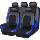 Garvee Juego de 9 Fundas para Asientos de Coche Universales de Cuero PU y Malla Transpirable Set Completo de Protectores de Asiento Impermeables para Coche SUV y Furgoneta Azul - Azul