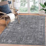 Garvee Alfombra Lavable de Poliéster con Base TPR Estilo Persa Clásico para Salón o Pasillo 120x170cm Gris