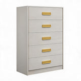 Garvee Comoda Vertical de MDF Resistente con Cinco Cajones Amplios y Bordes Biselados, Blanco