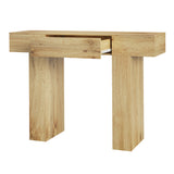 Garvee Mesa Consola Estrecha Industrial con Un Cajon Central y Estante Inferior, 120 cm Roble Agrietado