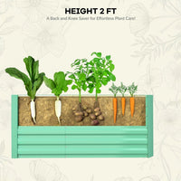Garvee Juego de 2 Cajas de Jardín Elevadas Galvanizadas 244 × 122 × 61 cm, Metal Duradero, Altura 61 cm, Resistentes al Óxido, Fácil Ensamblaje, Ideal para Flores y Verduras