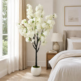 Garvee Arbol Artificial de Cerezo Realista Decorativo para Interiores con Base Estable, 180 cm Blanco
