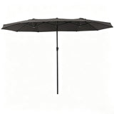 Garvee Sombrilla Doble Rectangular de Exterior de Hierro de 4.6m de Poliéster 210PA Resistente al Viento Gris