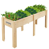 Garvee Cama de Cultivo Elevada de Madera Gran Capacidad con Forro de Tela 183x58x76cm Barniz - Barniz Claro