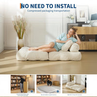 Garvee Sofá Cama Plegable Reclinable Otomana Multifuncional Compacto Versátil para Espacios Pequeños Color Neutro Beige