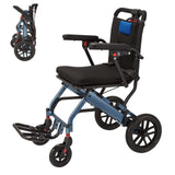 Garvee Silla de Ruedas Ultraligera de Aluminio Aeronáutico y PVC Asiento de 40cm Ruedas de 25cm Negro y Azul