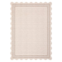 Garvee Alfombra Lavable con Diseño de Cuadros y Borde Ondulado, Terciopelo Perlado y Base Antideslizante, 80 x 150 cm, Beige
