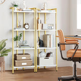 Garvee Set de 2 Estanterías Tipo Escalera de 4 Niveles para Organización en Baños Blanco Mármol y Oro