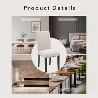 Garvee Juego de 4 Sillas de Comedor Tapizadas en Lino Sillas Parsons Acolchadas con Tachuelas y Patas de Madera de Caucho para Cocina y Restaurante Blanco Crema