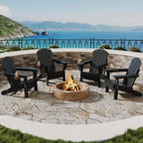 Garvee Pack de 4 Sillas Adirondack Plegables para Exteriores con Portavasos Textura Madera en Relieve Negro