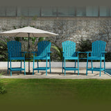 Garvee Juego de 4 Taburetes Altos Adirondack de Exterior con Bandeja Conectada Asiento Ergonómico Azul - Azul